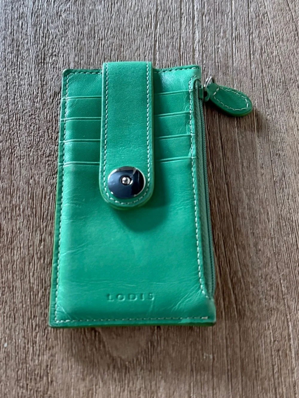 LODIS Green Genuine Leather Slim Card Case / Mini Stacker Wallet